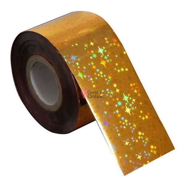 Folii de transfer, folie de unghii  Aurie cu Stelute F043